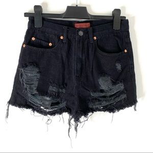 Signature Black Distressed Denim Jean Shorts